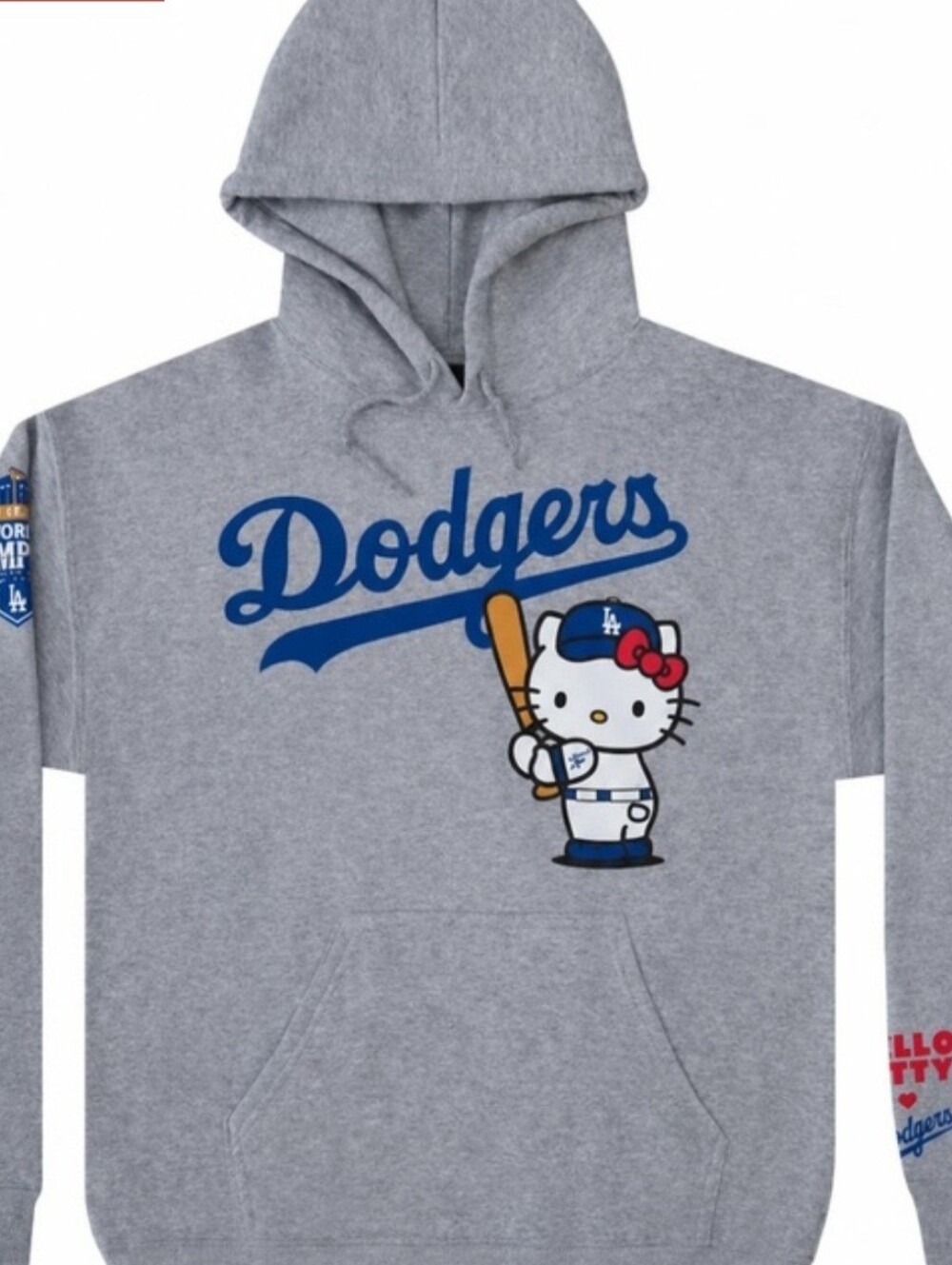 Los Angeles Dodgers x Hello Kitty Gray Pullover Hoodie NWOT XL